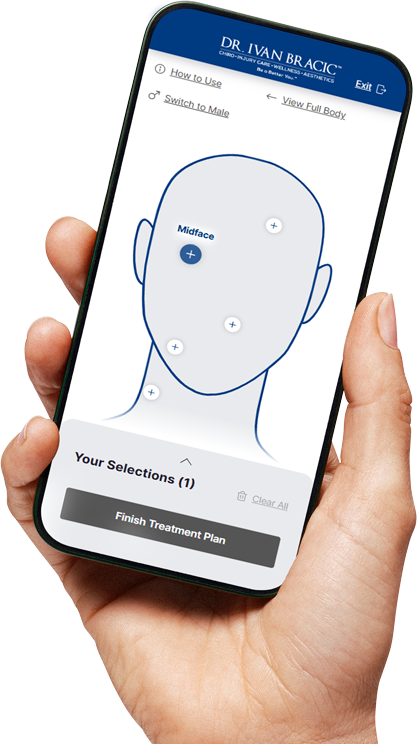 EmFace treatment information shown on a mobile phone