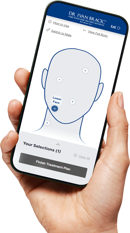 Exion treatment information shown on a mobile phone